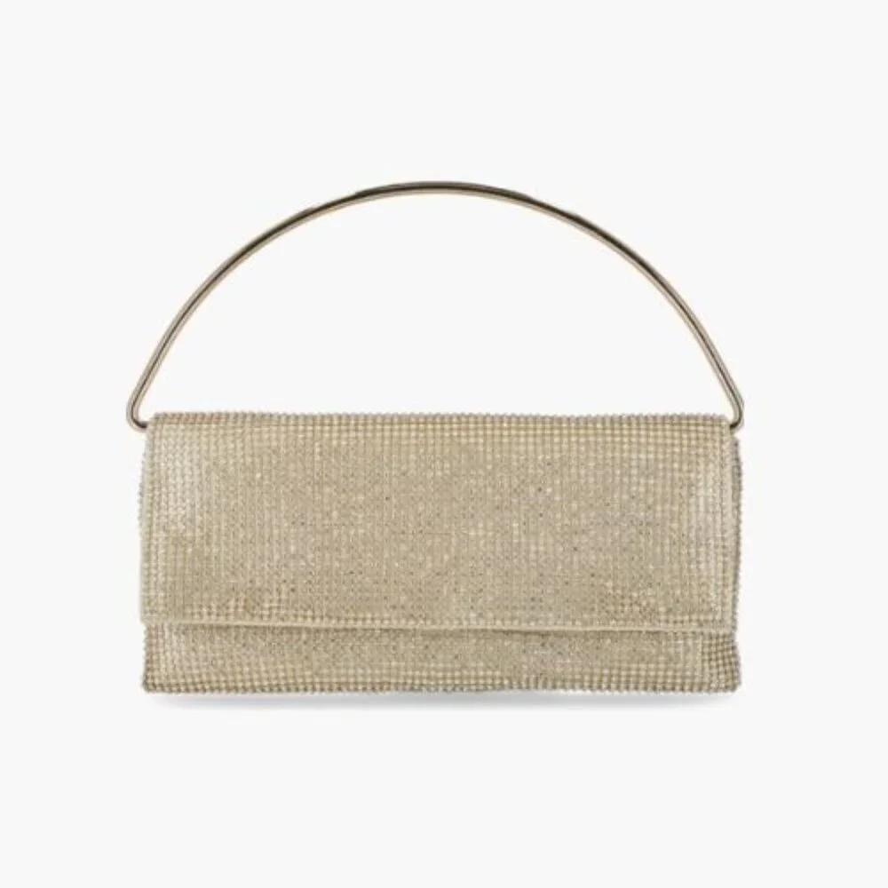 Jessica McClintock Gold Isa Crystal Clutch Bag 51699